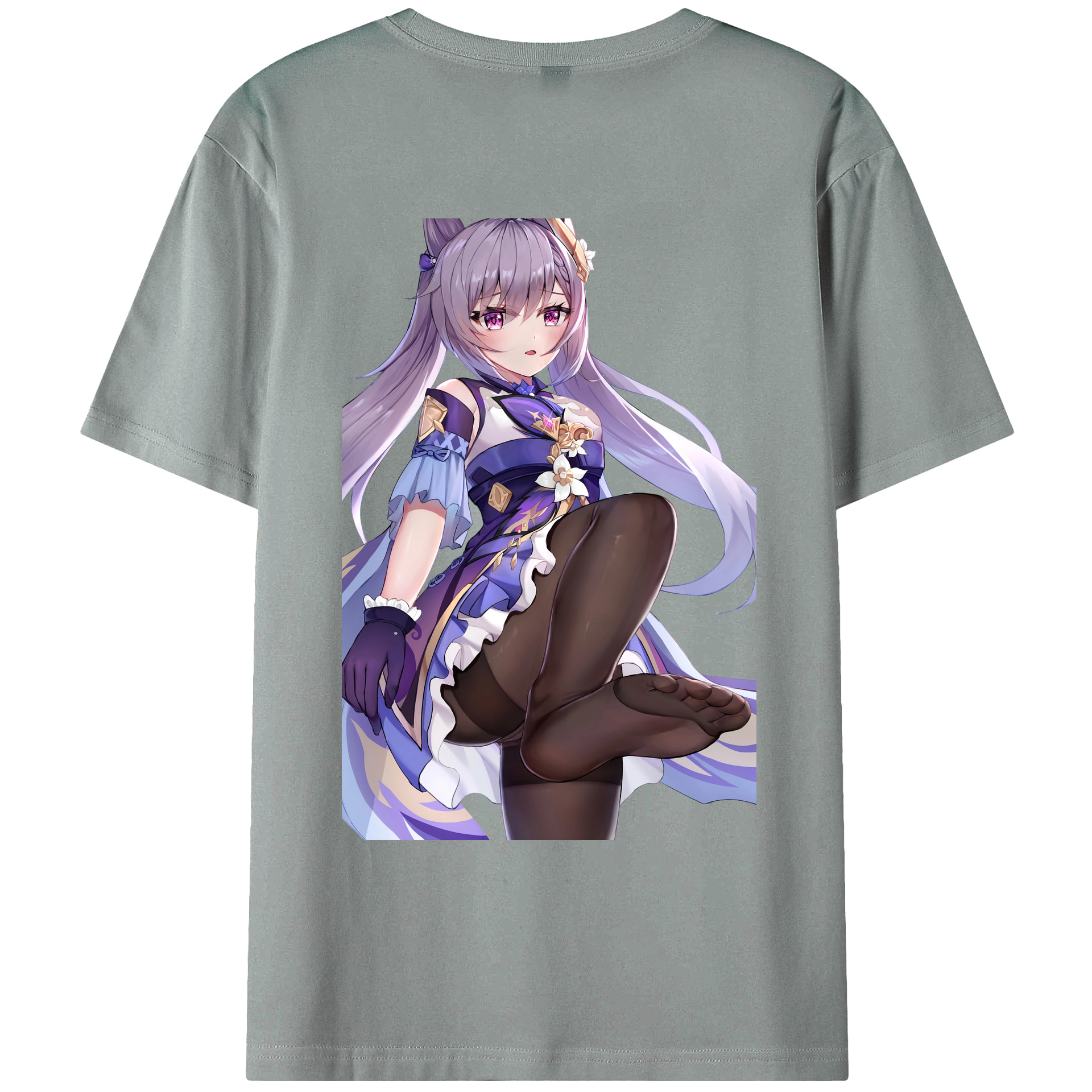 げんし神 刻晴 こくせい genshin Kokusei 綿100％ メンズ半袖Tシャツ（バックプリント） 通気性